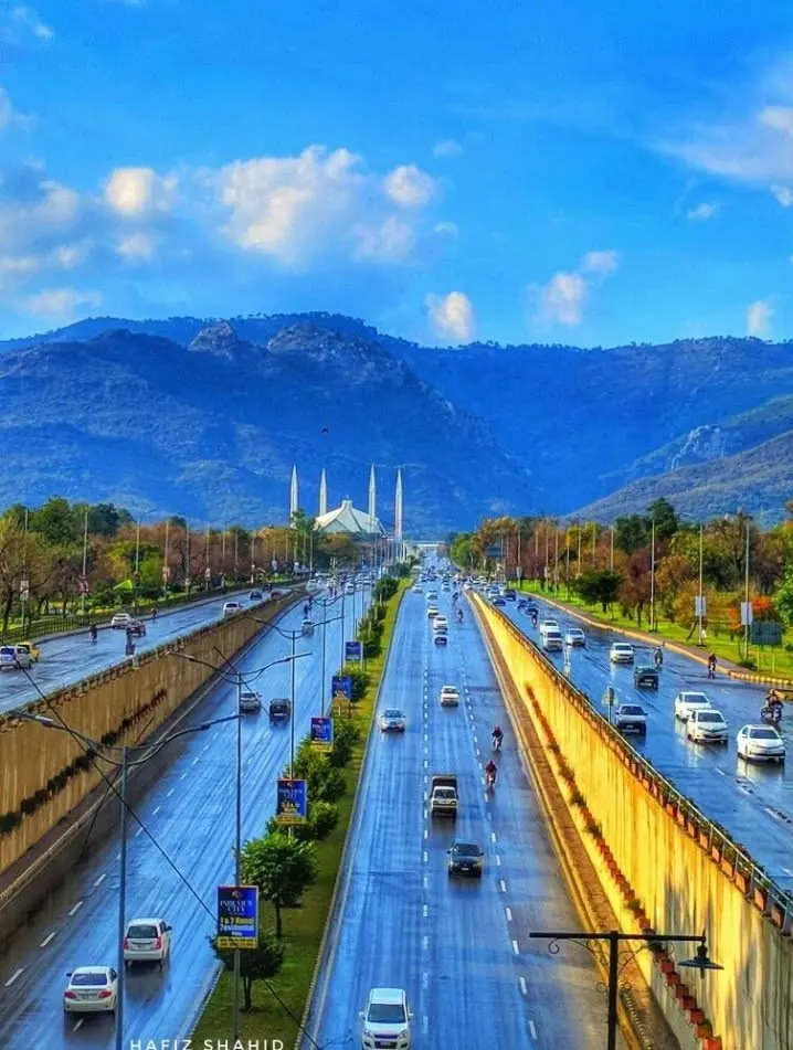 Green hills and winding roads in northern Pakistan